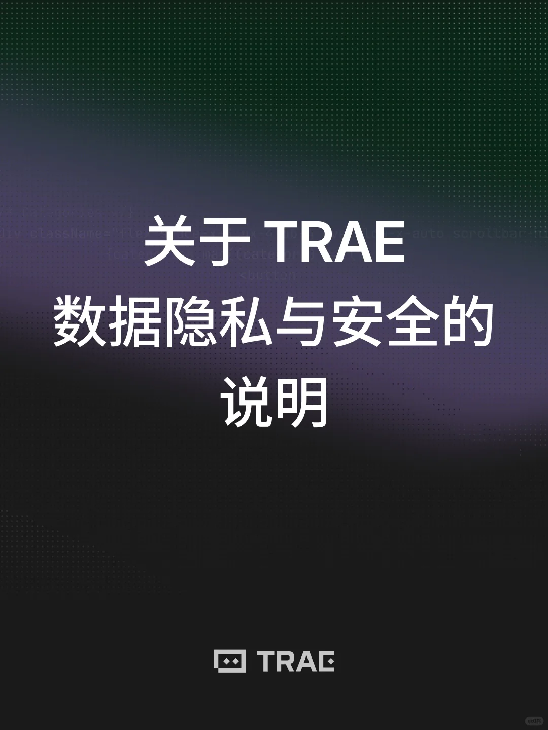 关于 TRAE 数据隐私与安全的说明