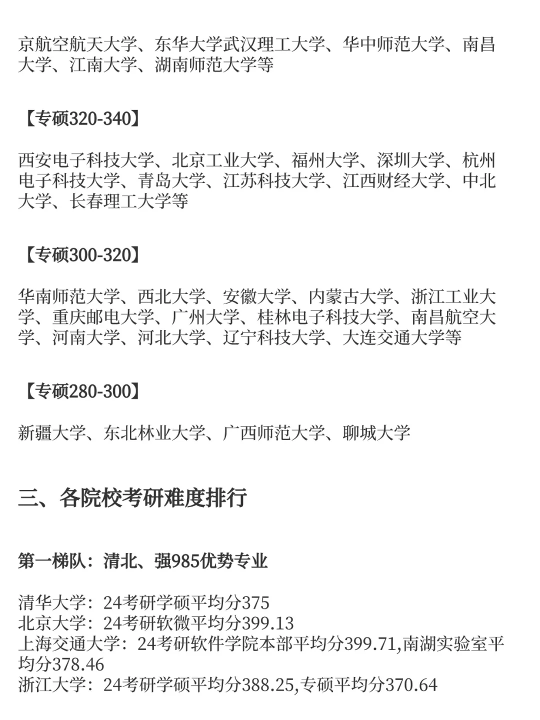 软件工程考研易上岸学校