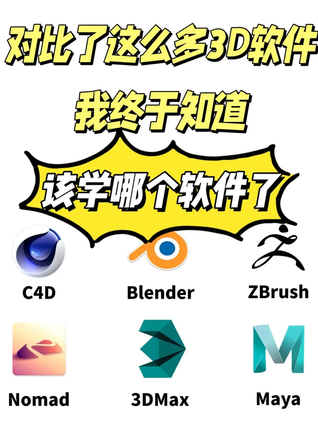 对比了那么多3d软件，终于知道该学哪个了！