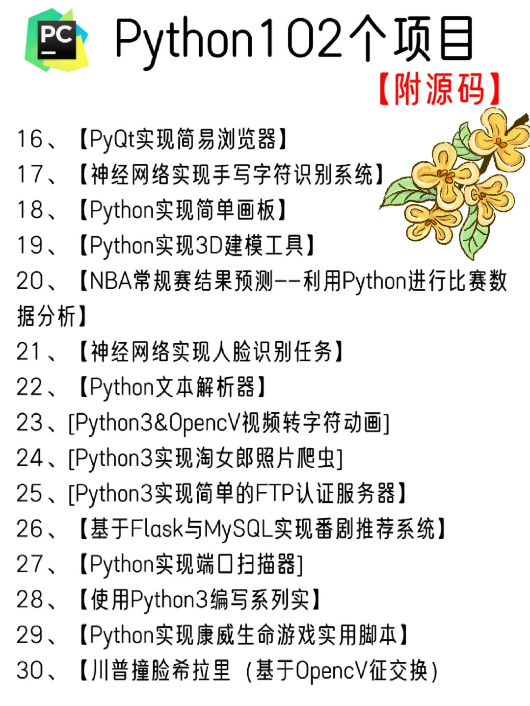 一周练完的102个Python项目，附源码