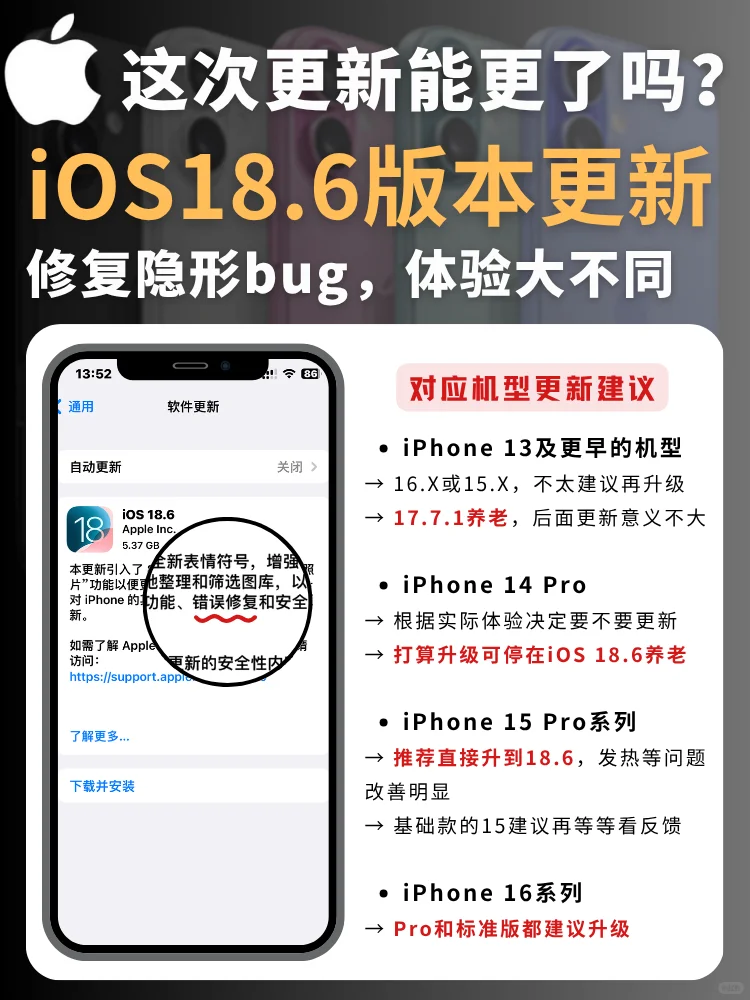 iOS18.6更新内容汇总来了！（附更新建议