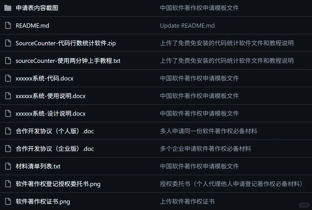 软件著作权申请教程&模板文件