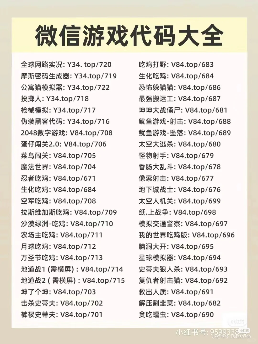 微信游戏代码大全