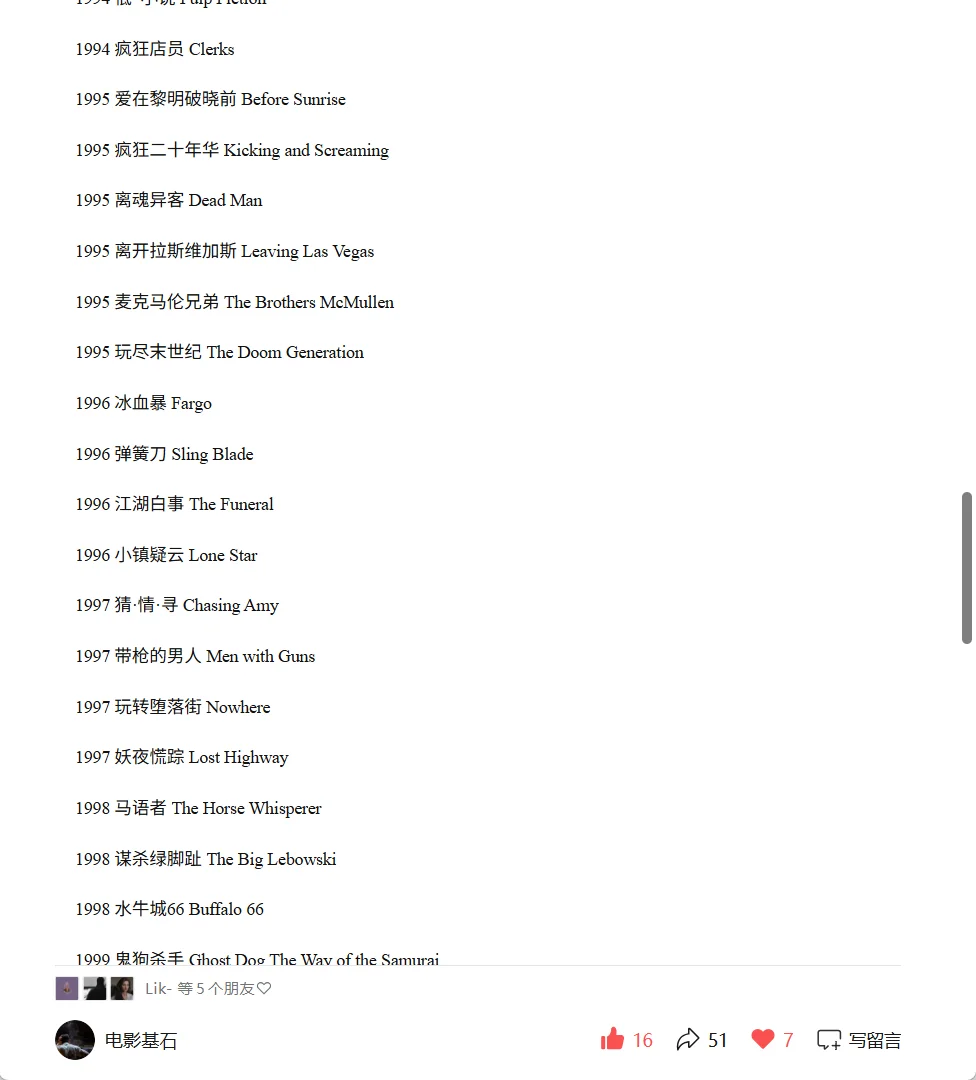 美国独立电影片单合集