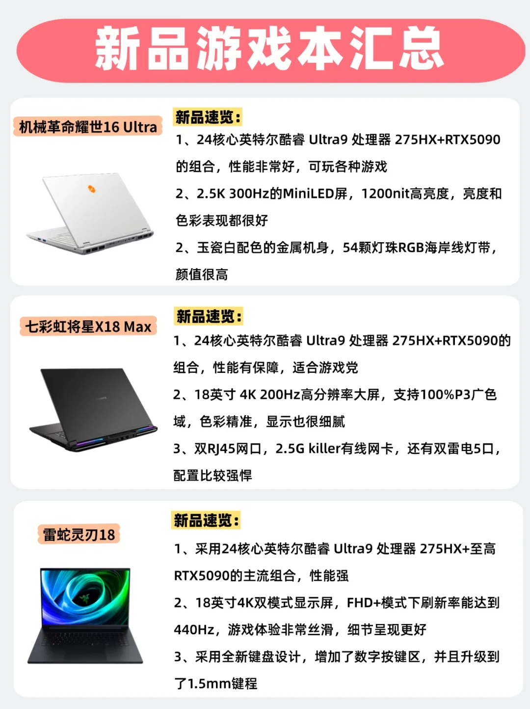 25年新品游戏本超全推荐！新酷睿+50系显卡