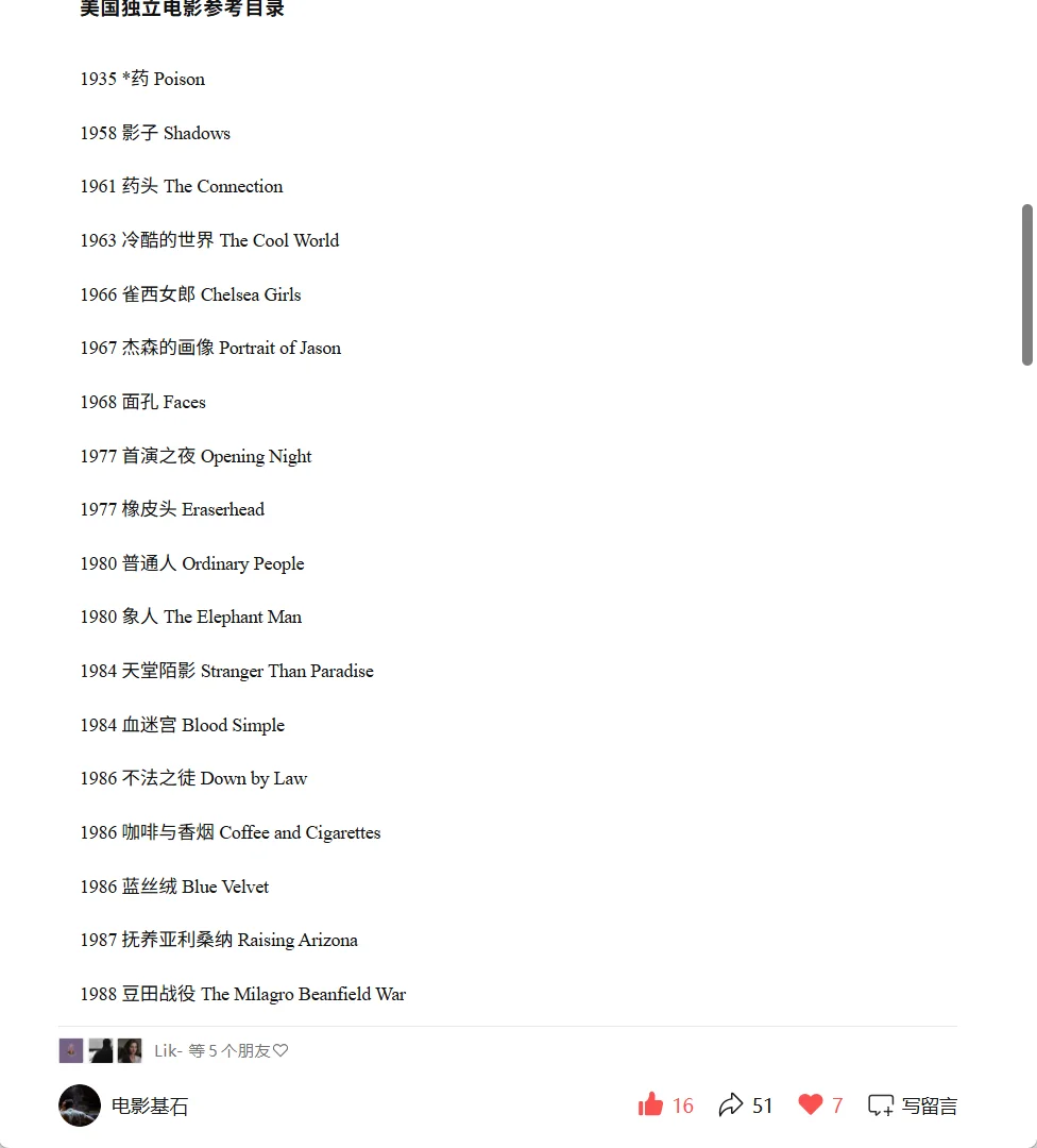 美国独立电影片单合集