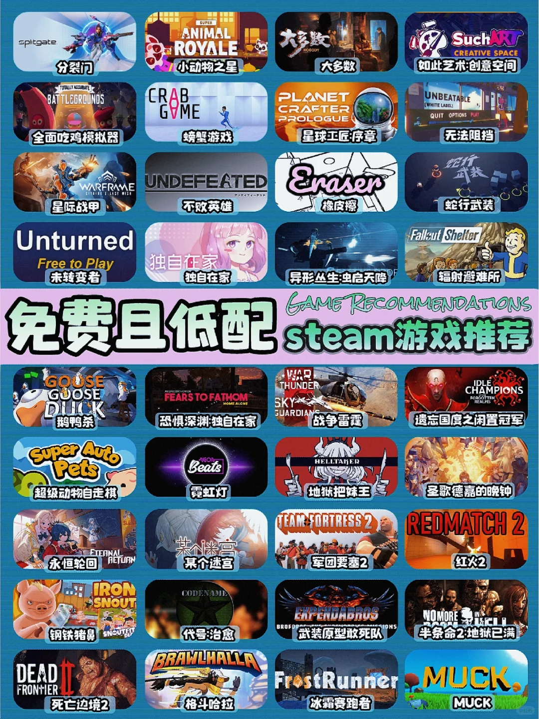 36款低配且免费的steam游戏来了❗❗