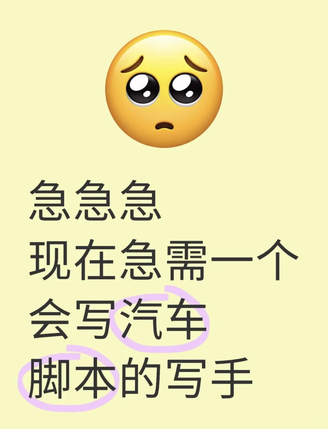 急急急！有接汽车宣传片视频脚本代写的么？