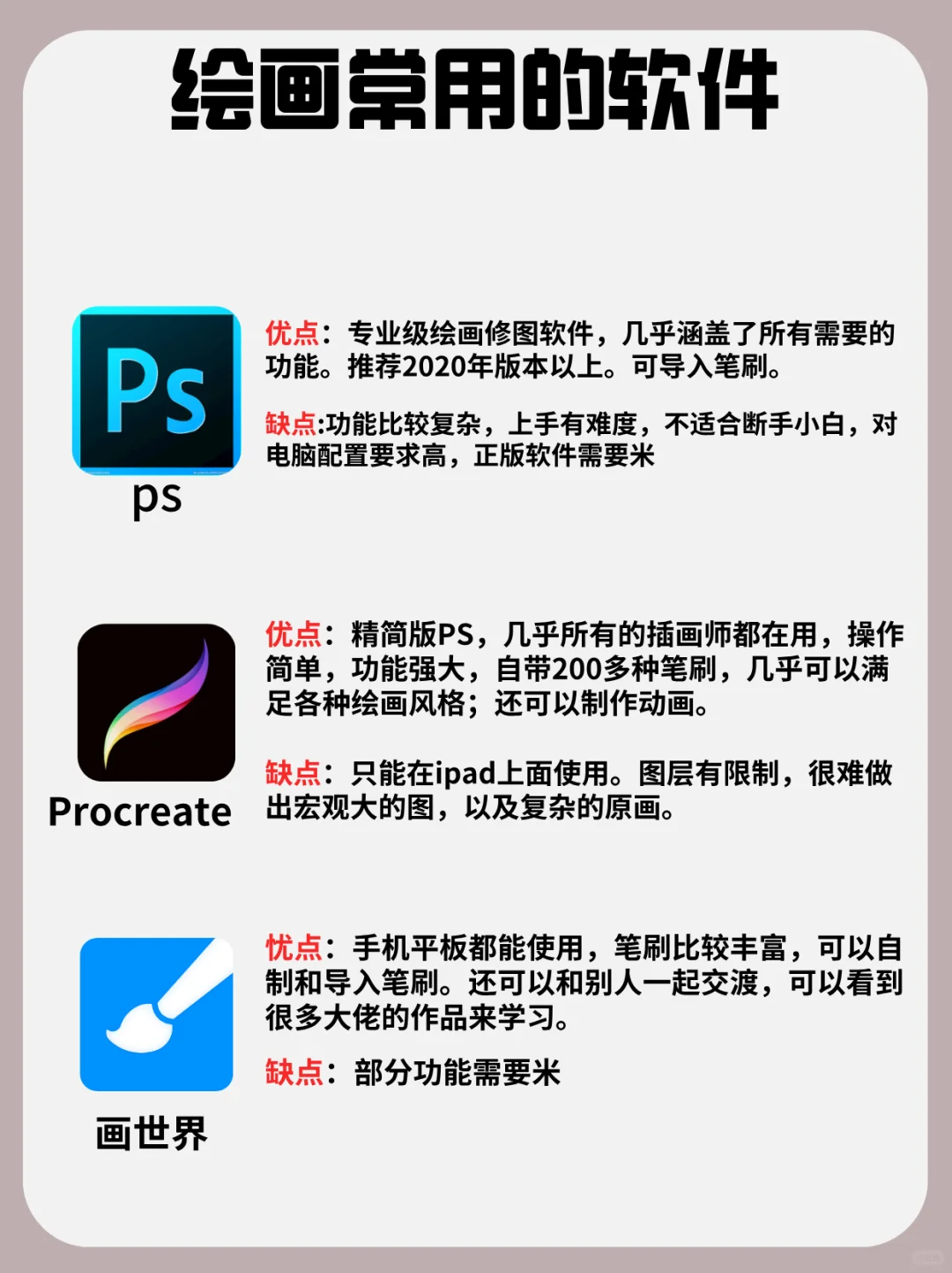 新手必看 | 9款常用的绘画软件推荐✅