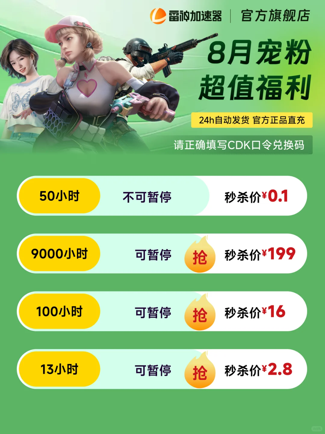 暑期雷神官方直降，2.8元起加速5000款游戏