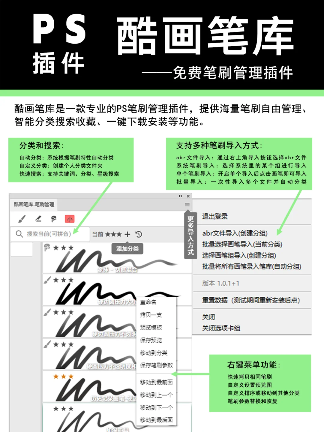 用过的都夸好的免费PS插件：酷画笔库