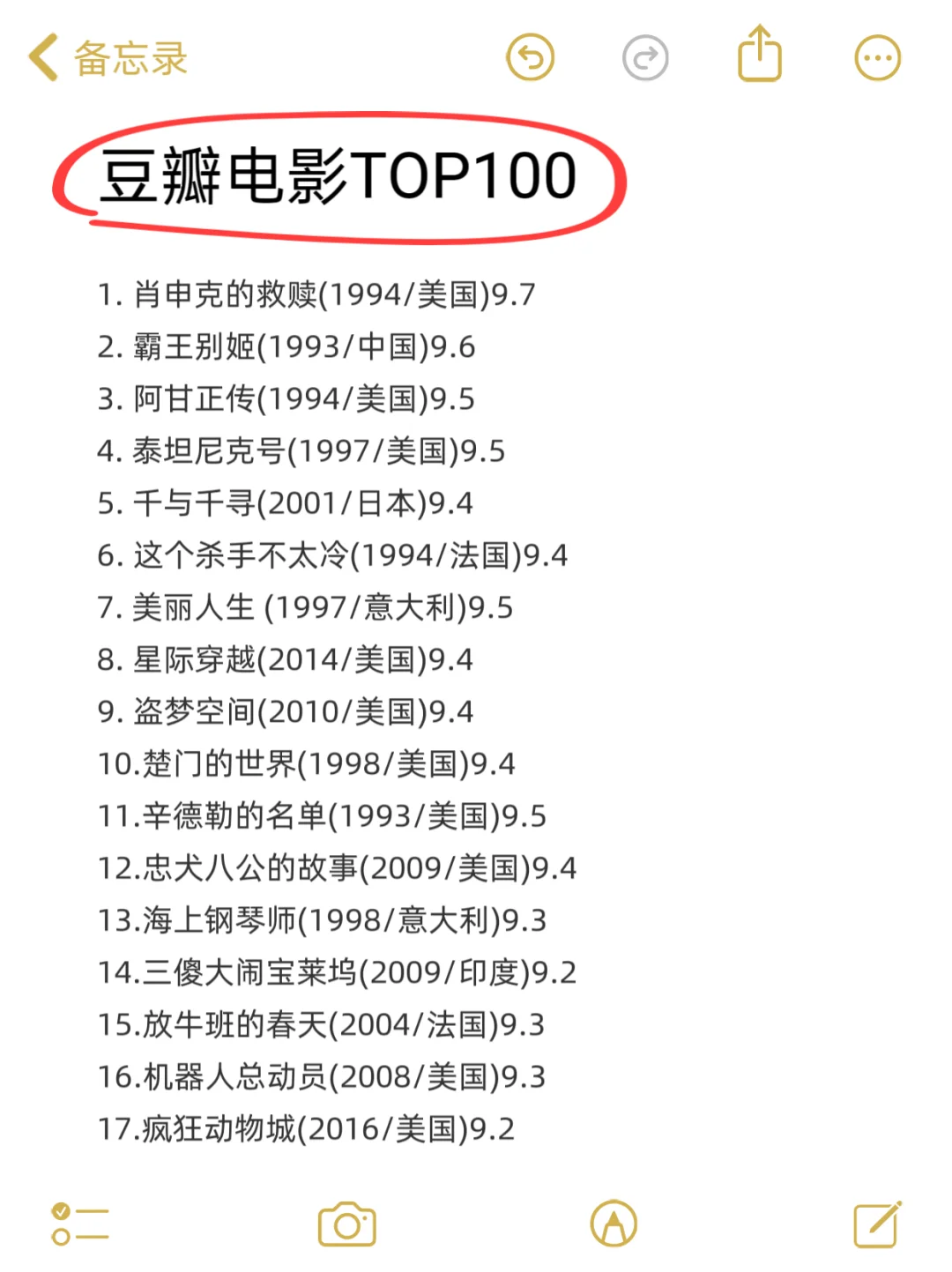 🎬 豆瓣电影TOP100，我的观影“长征”计