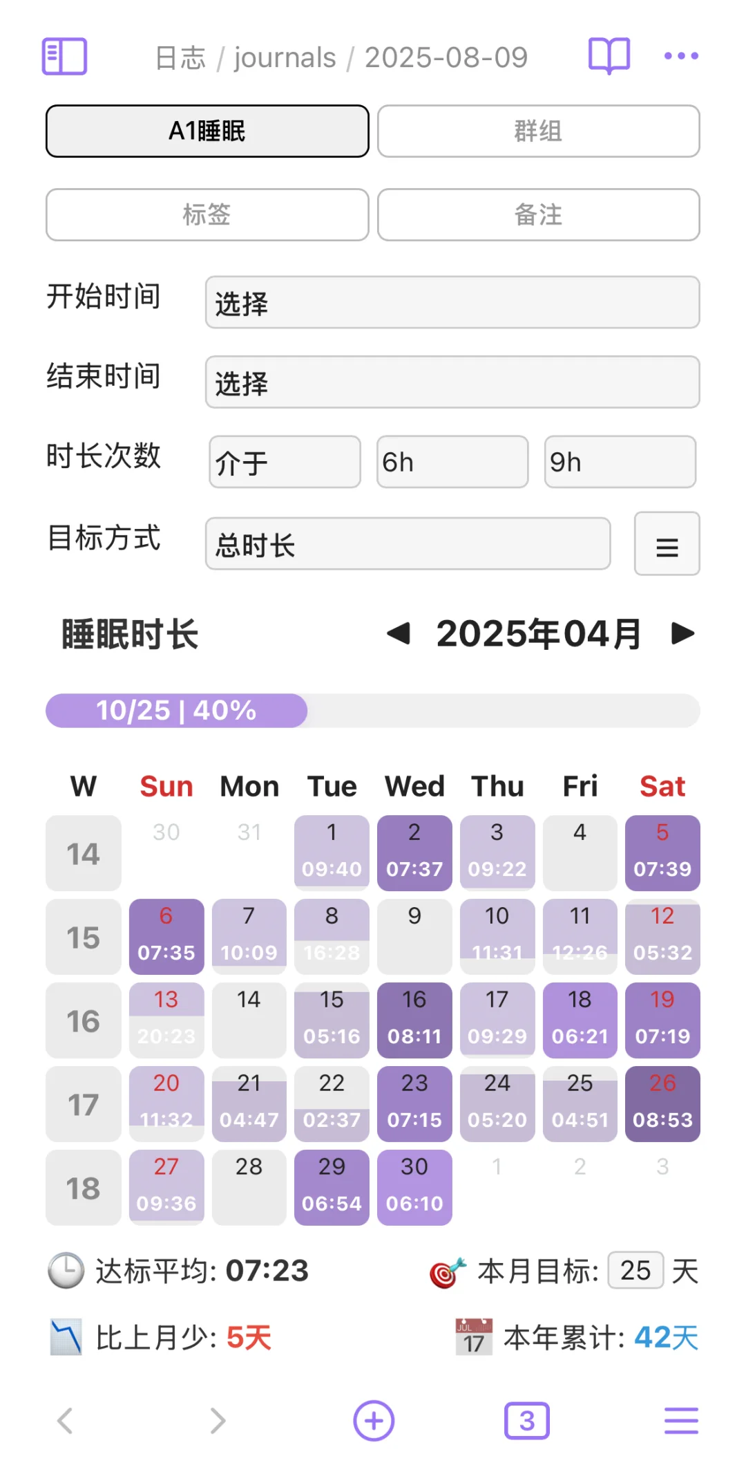 Obsidian插件：时间记录+习惯统计