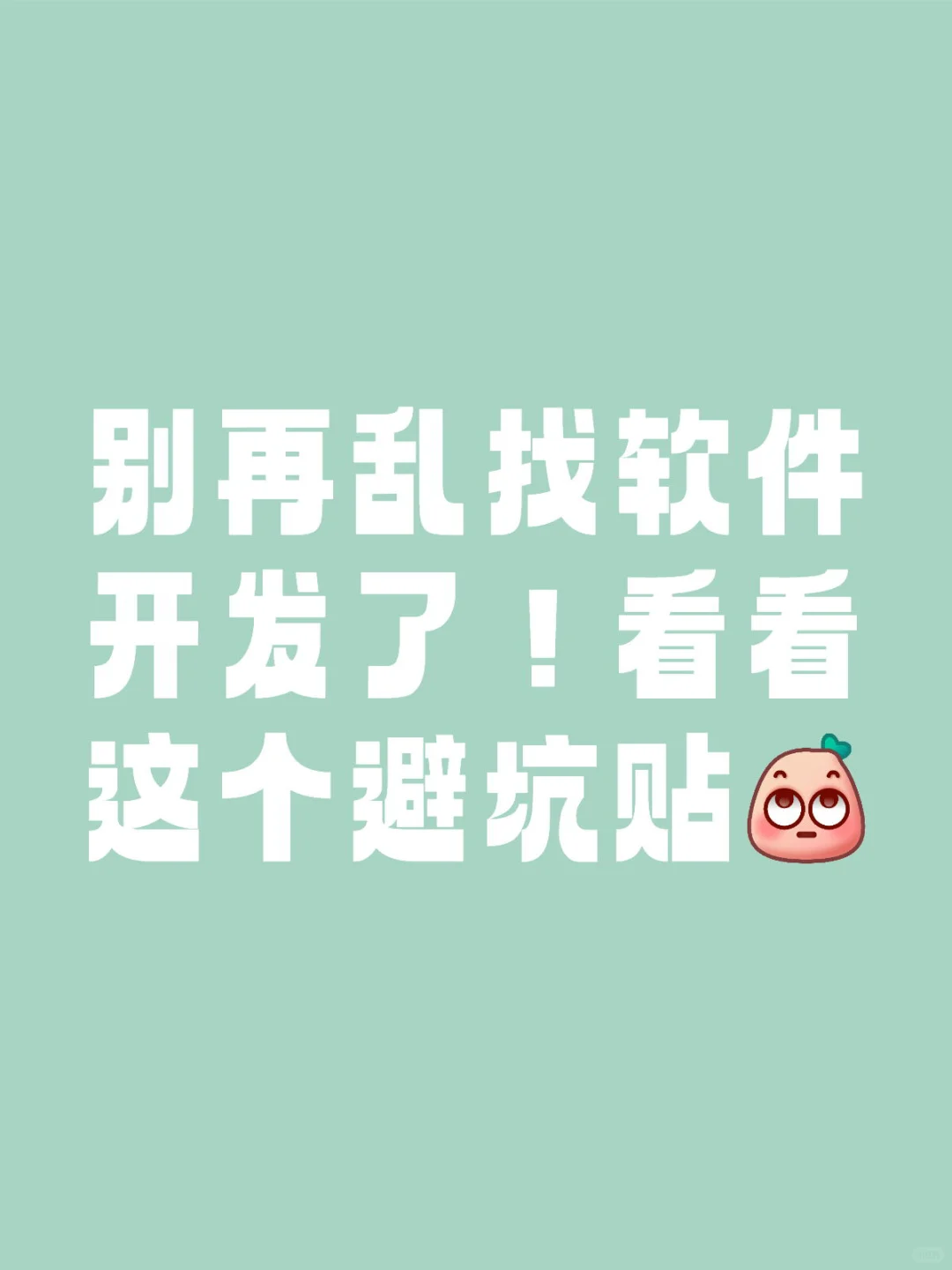 别再乱找软件开发了！看看这个避免踩坑！