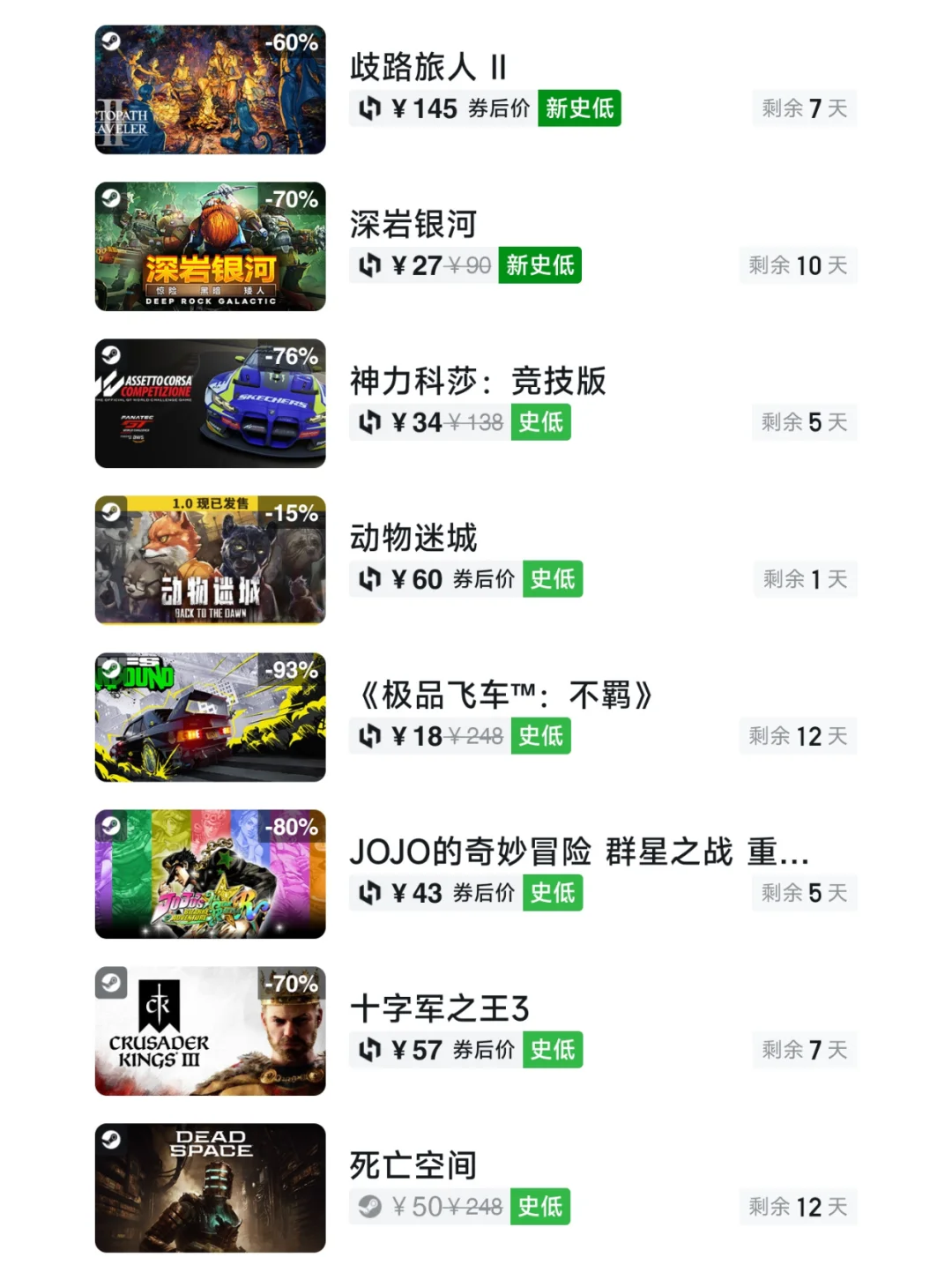 抓紧开机！7月30日Steam游戏史低汇总