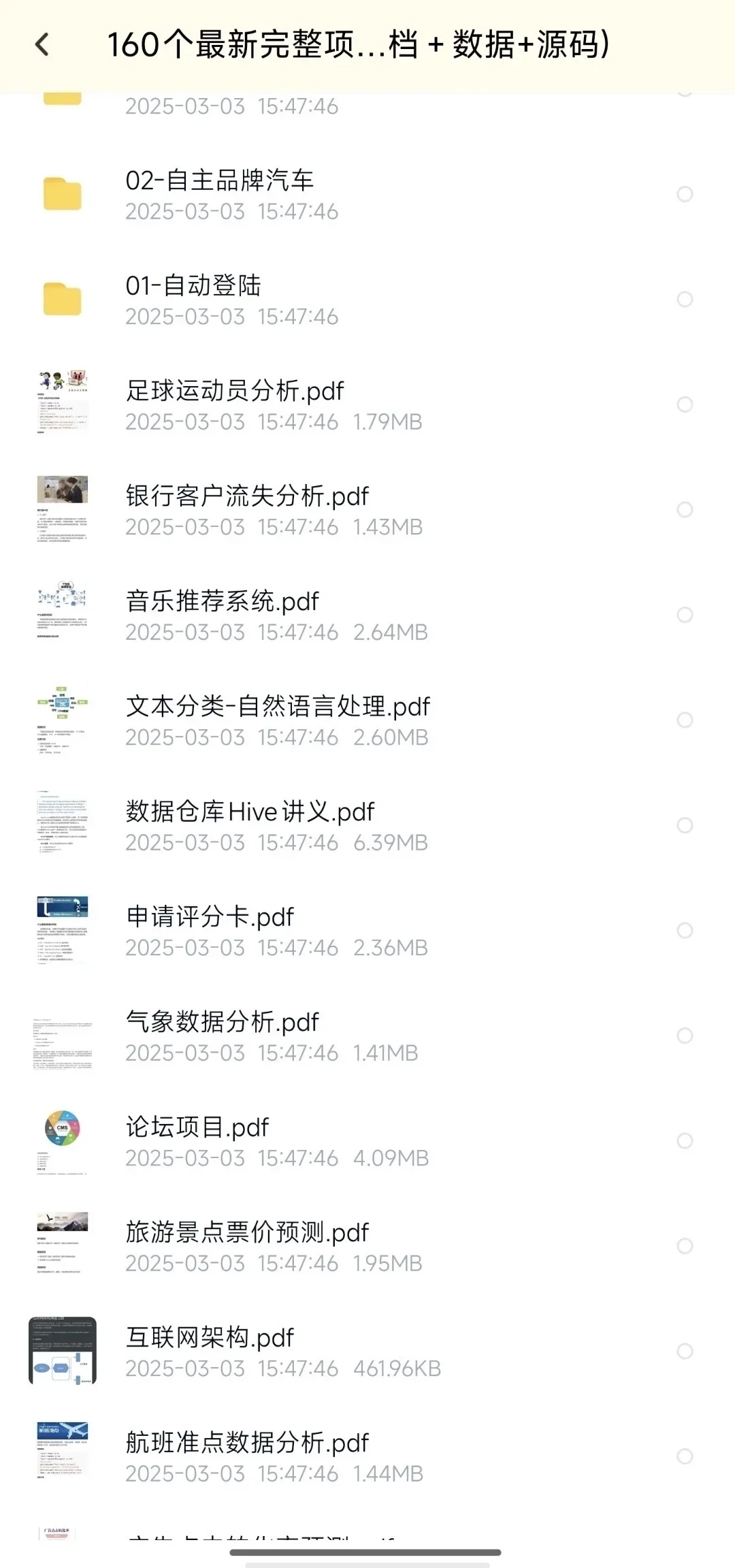 最新160个项目（源码+文档）