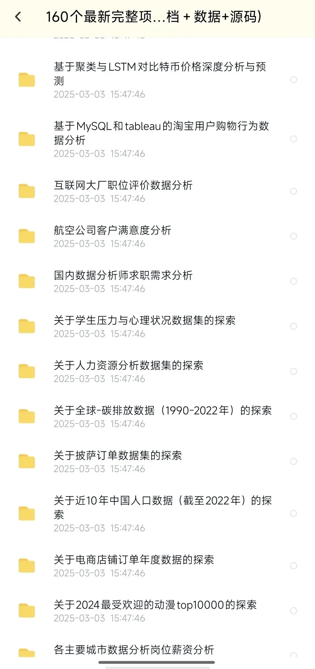 最新160个项目（源码+文档）