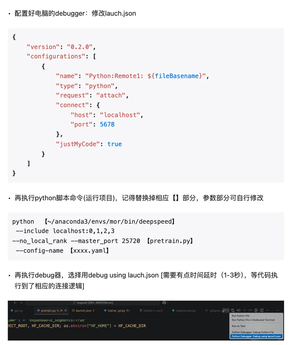 调试基于DeepSpeed框架写的项目源码