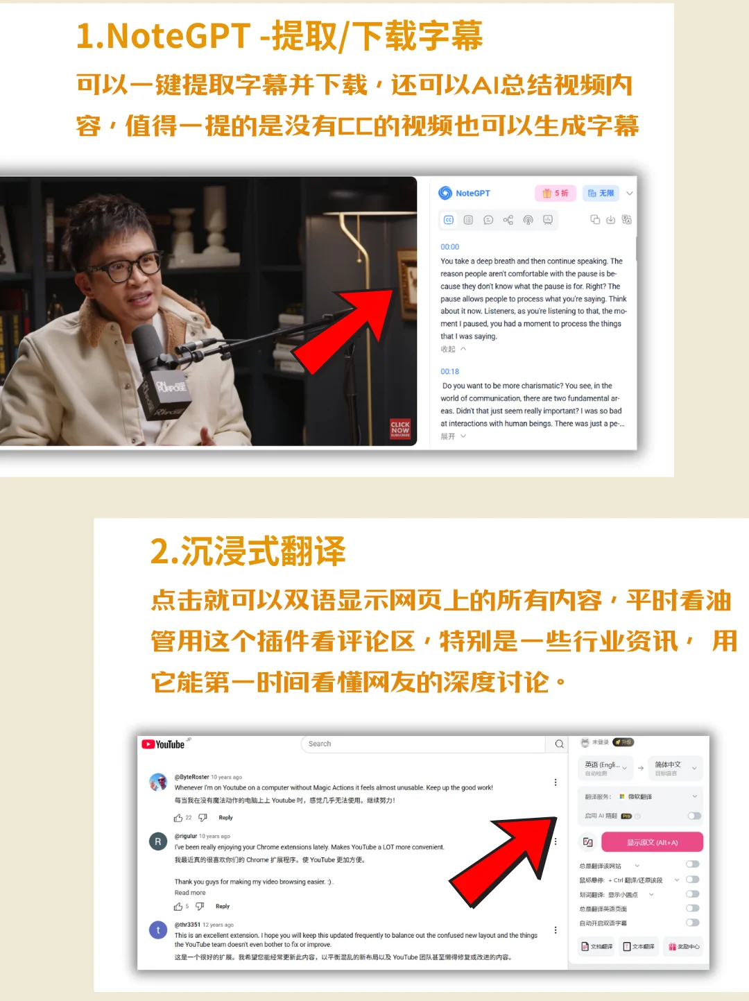 分享几款油管效率插件