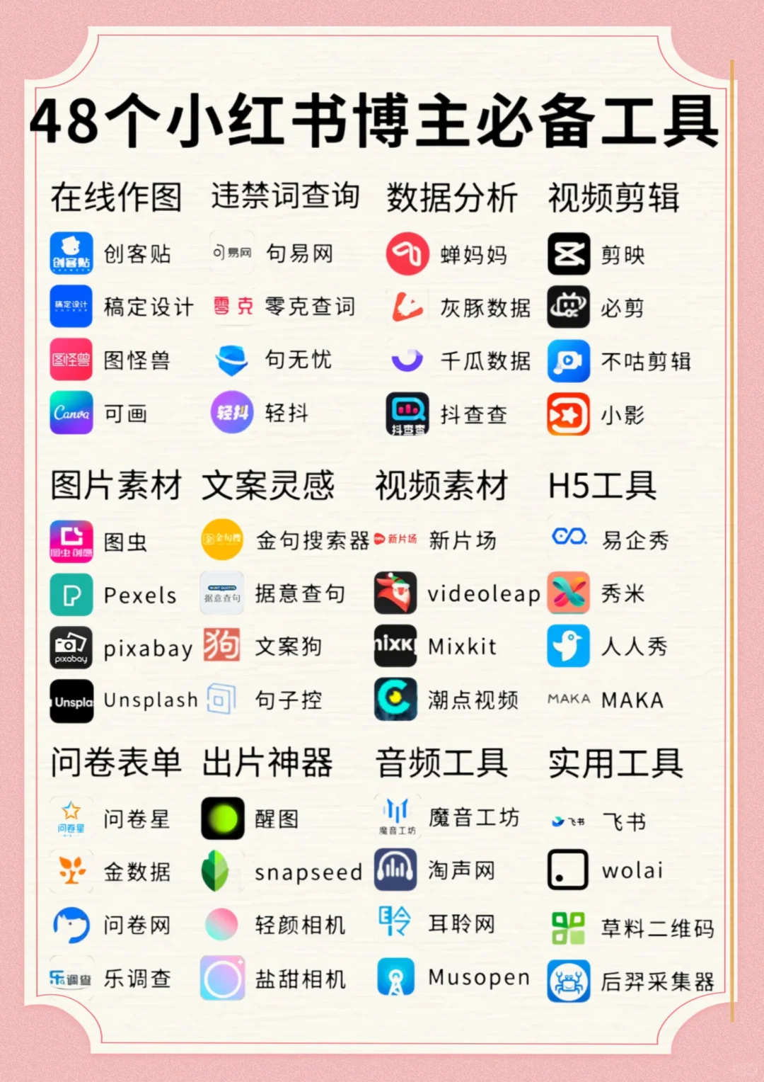 48个新手做小红书必备工具🔥 | 免费又好