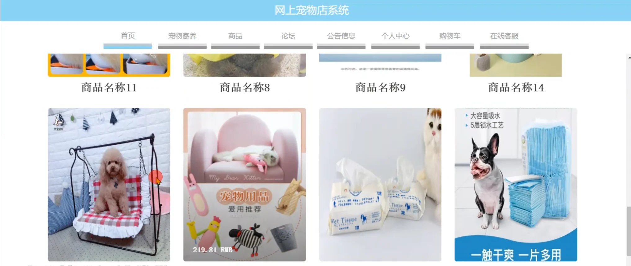 JAVA springboot框架 网上宠物店系统源码