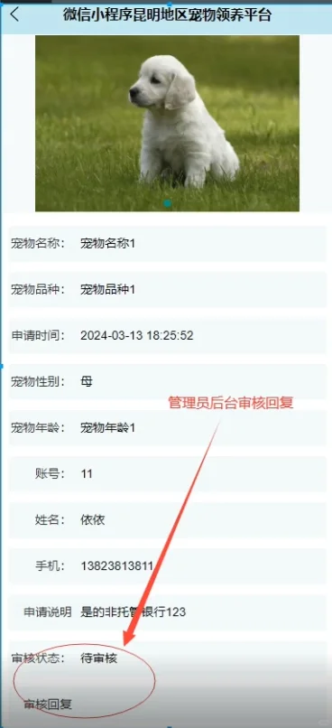 JAVA 基于微信小程序的宠物领养系统源码