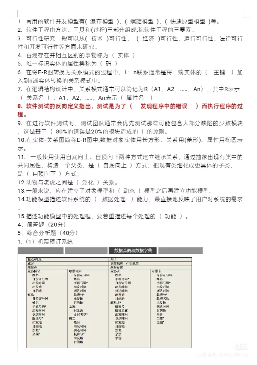 软件工程经典试题，看完期末直接 90+++