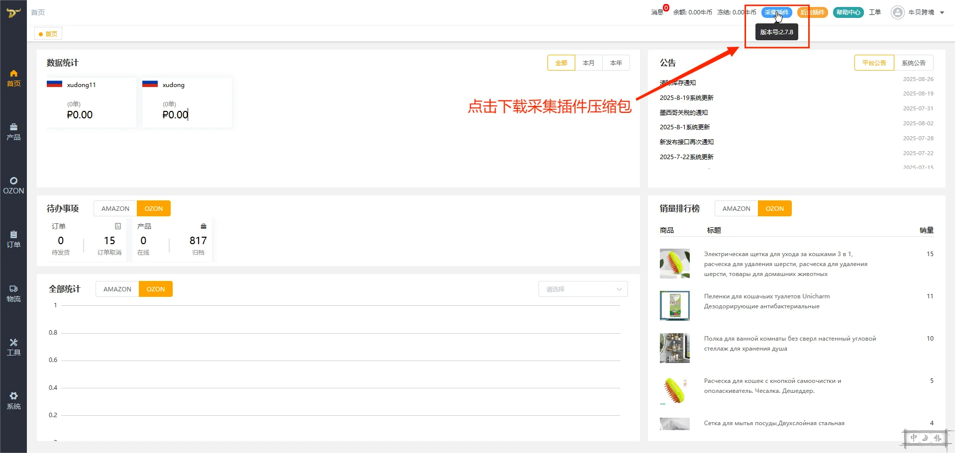 牛贝OZON-ERP插件功能介绍