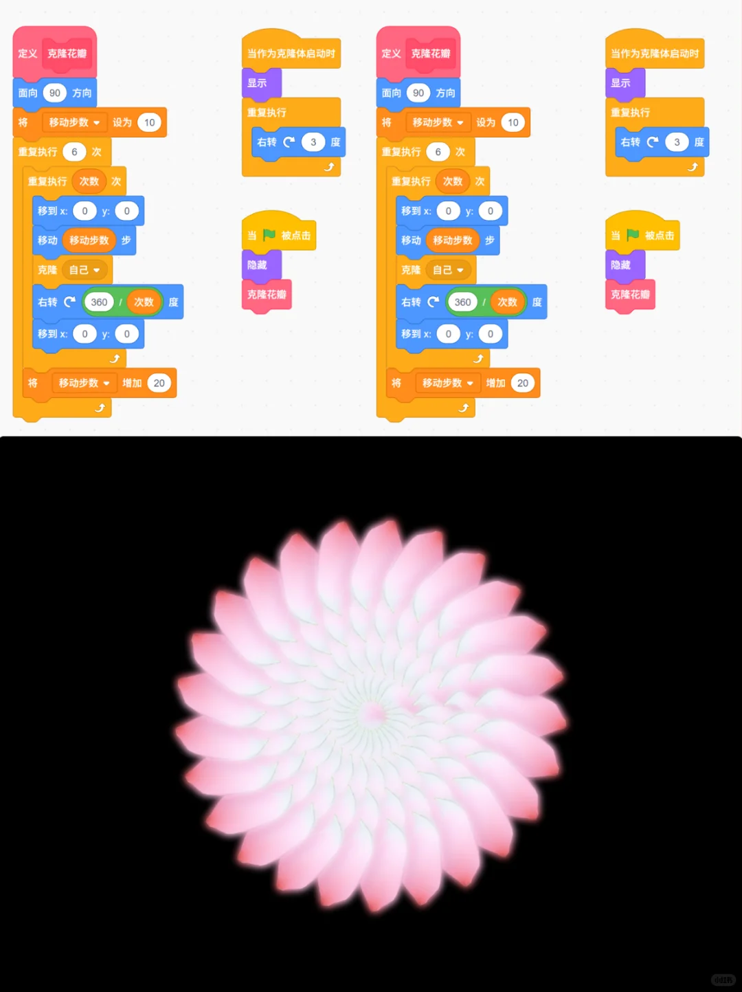 用scratch制作动态花朵特效(附程序源码)