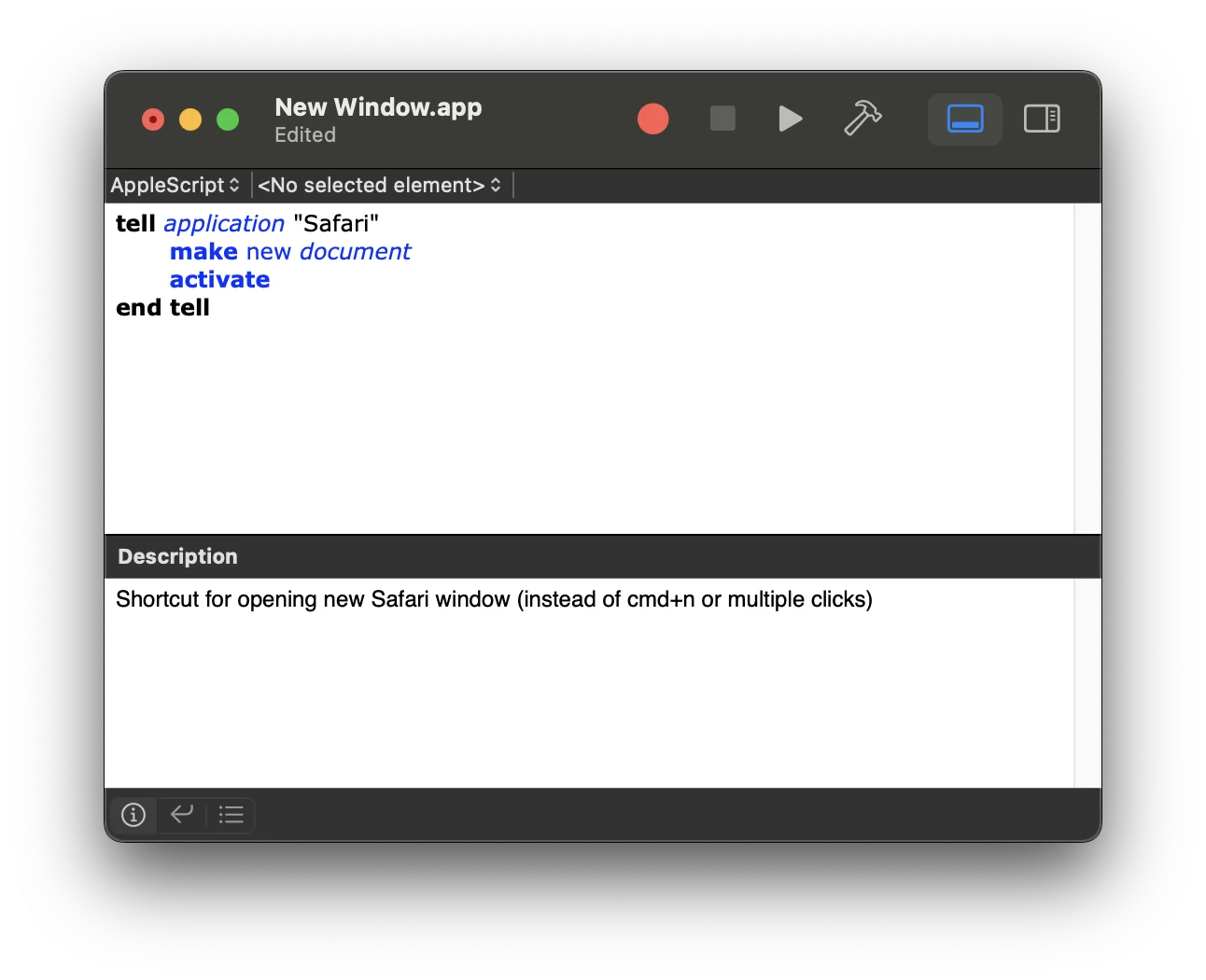 在程序坞中一键打开Safari新窗口