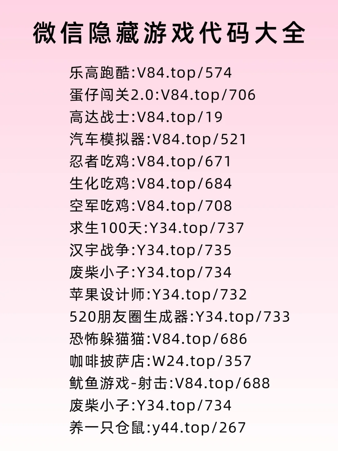 119个微信隐藏游戏代码㊙️秒变游戏机！