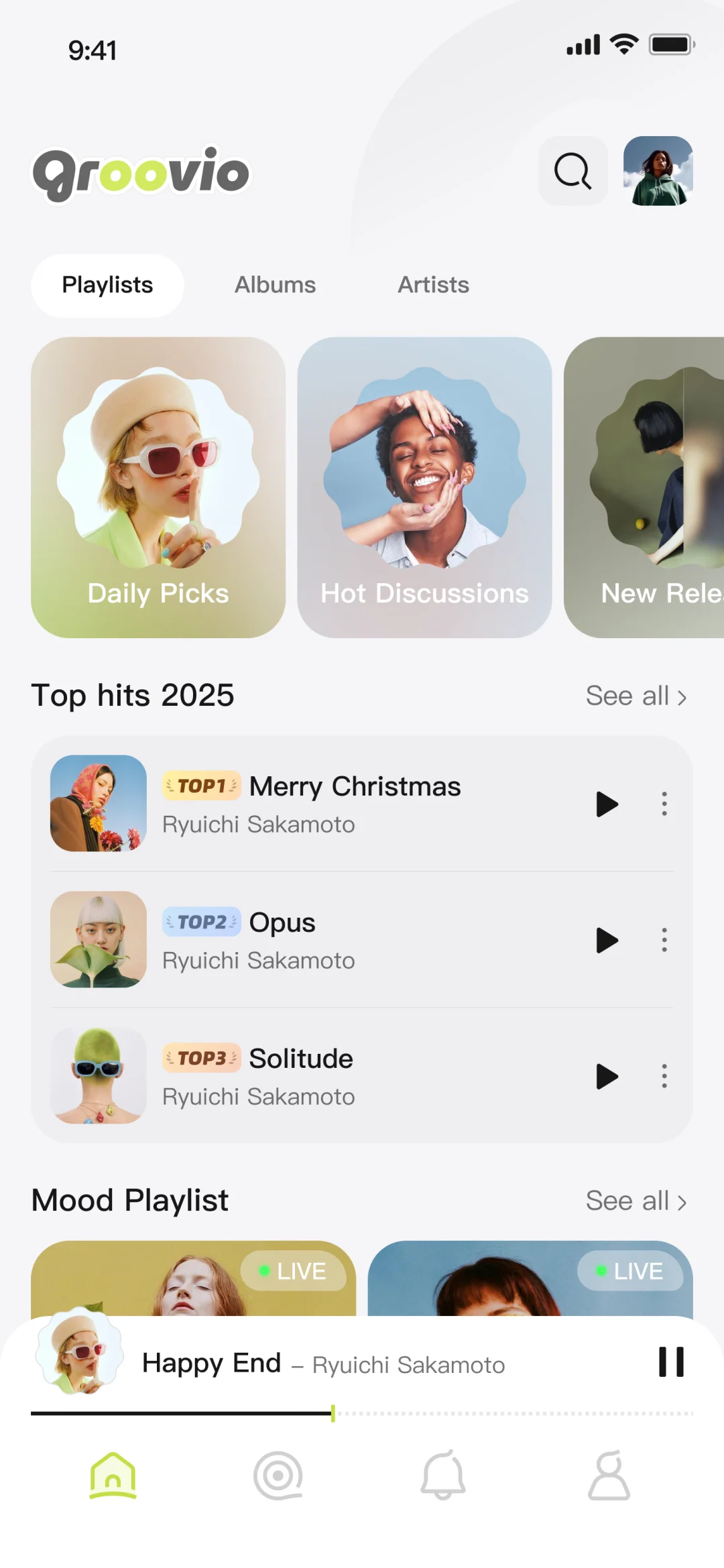 「Groovio」原创音乐App主页设计