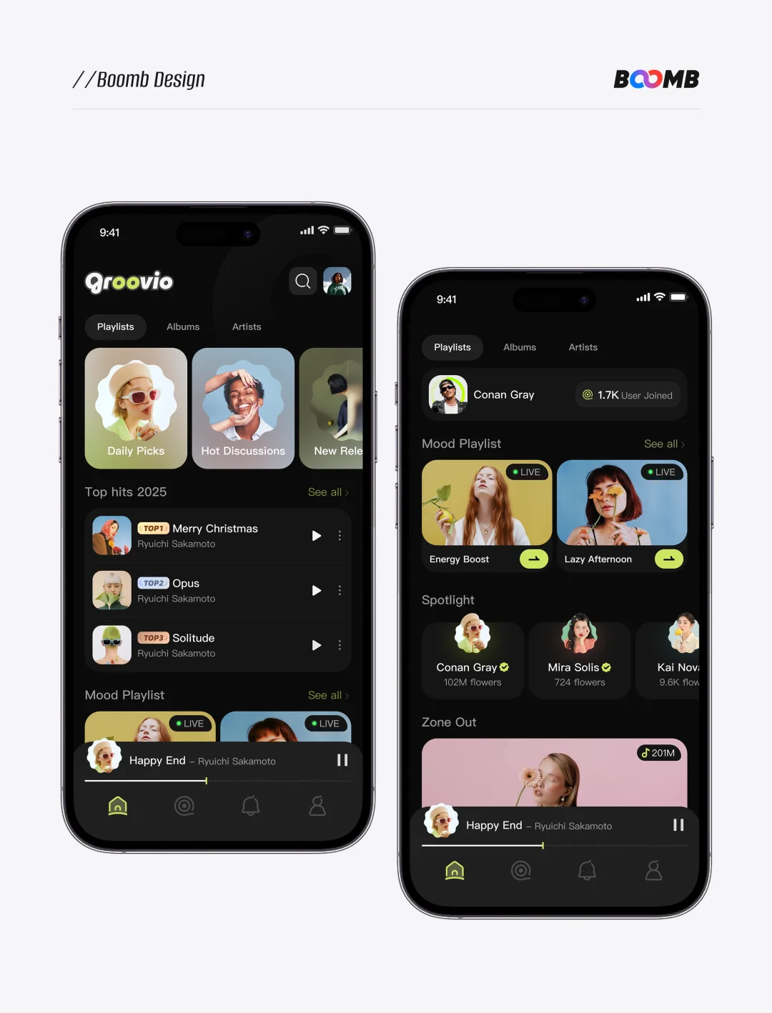 「Groovio」原创音乐App主页设计