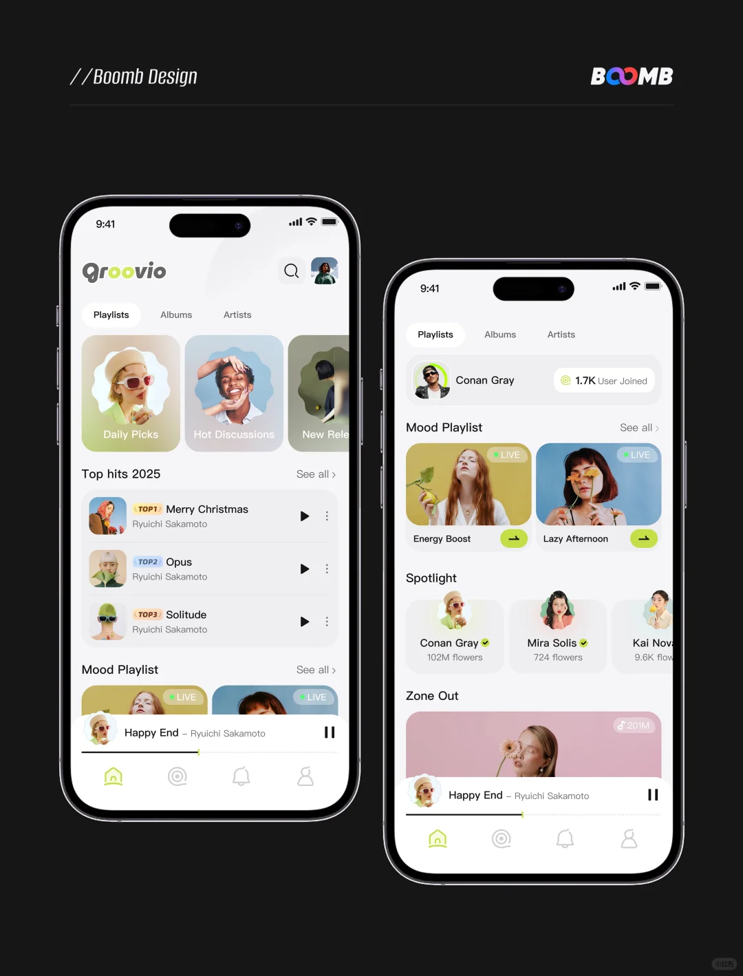「Groovio」原创音乐App主页设计
