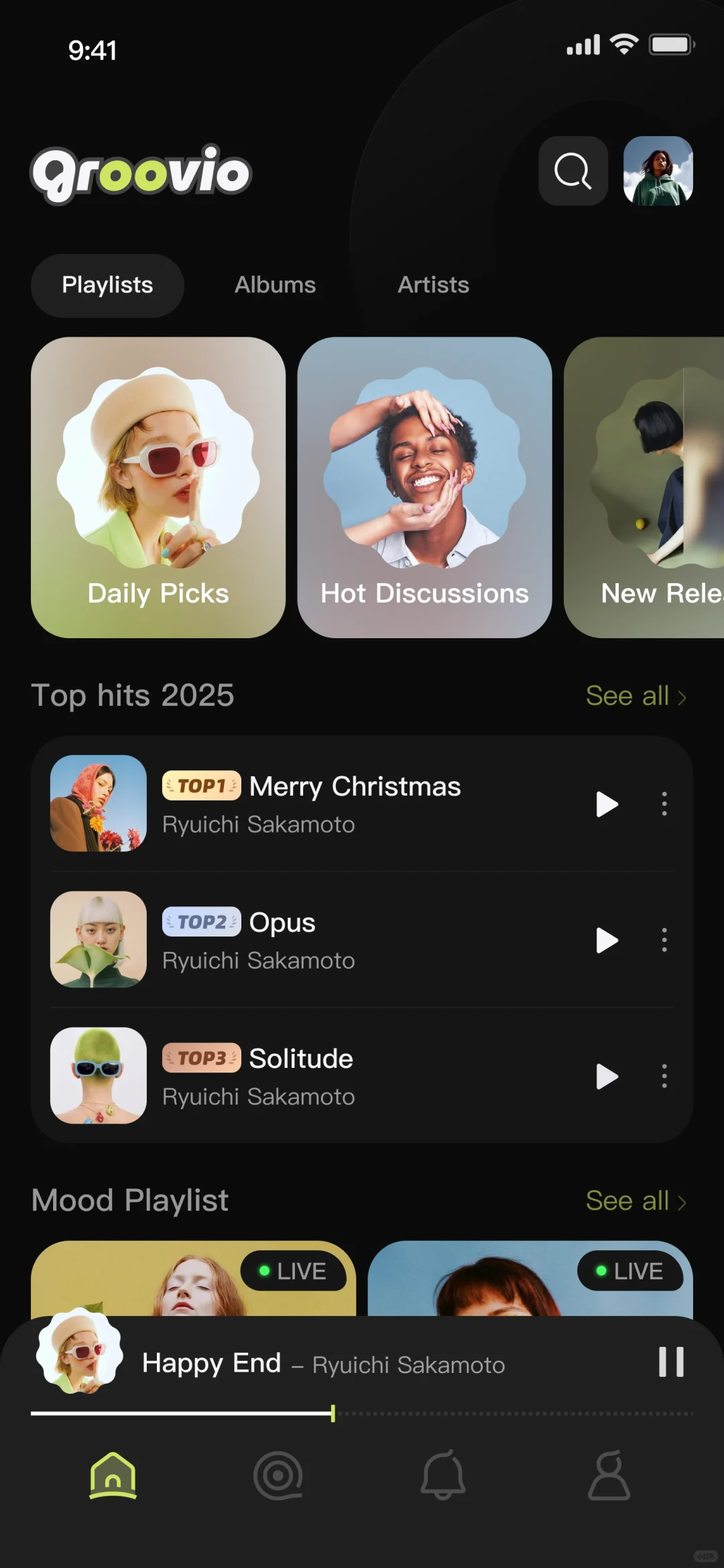 「Groovio」原创音乐App主页设计