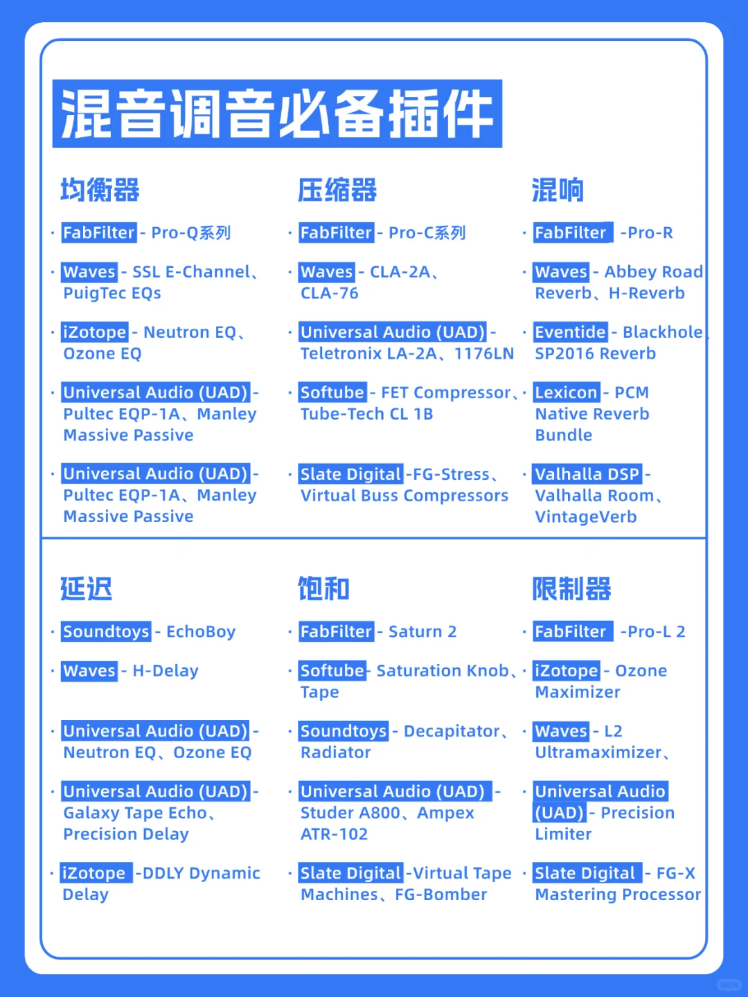 30个 混音 必装插件，混音效率翻倍