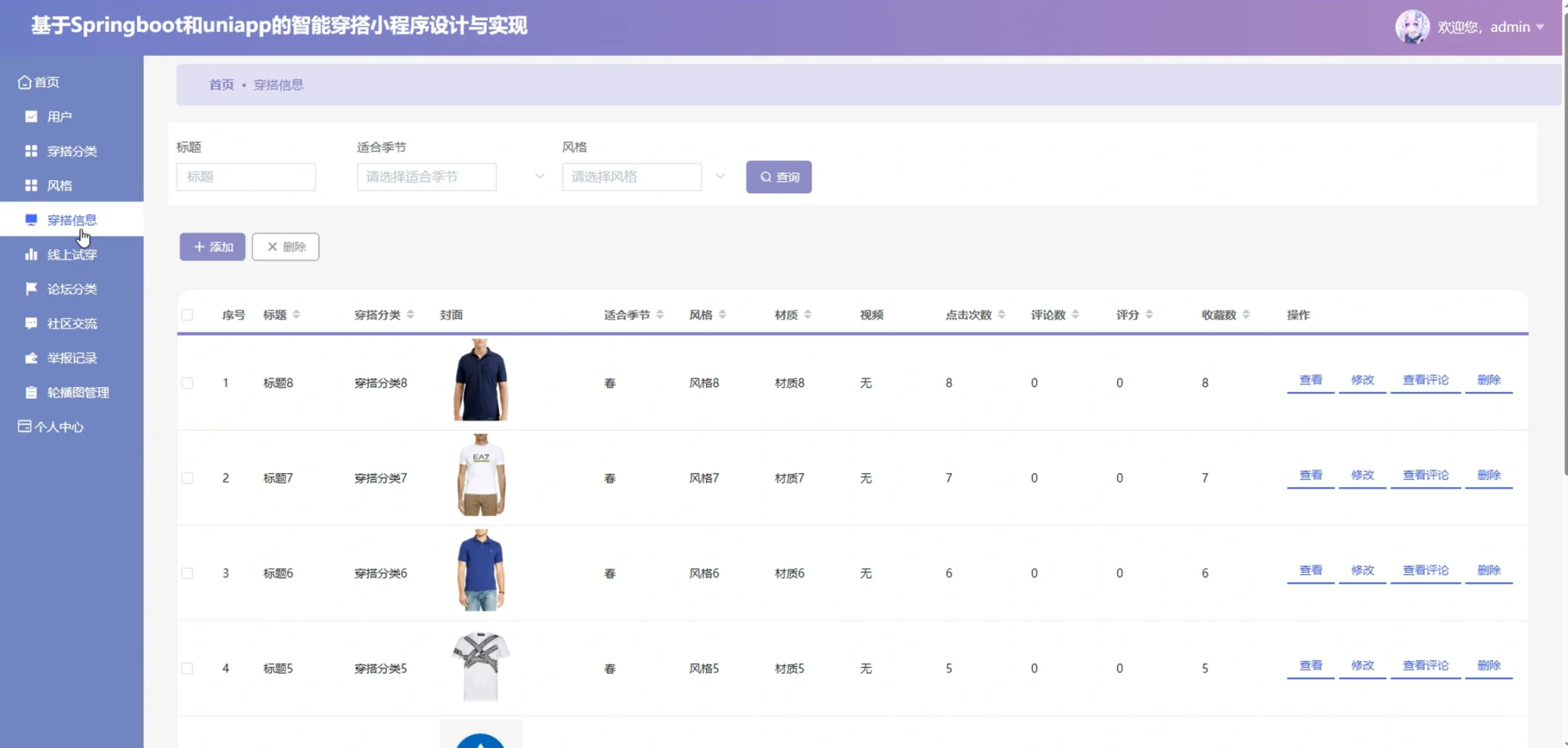 智能穿搭微信小程序源码+Vue