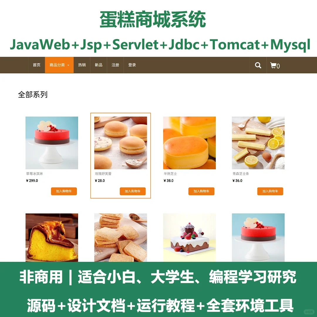 甜品蛋糕商城系统源码 jsp+设计文档