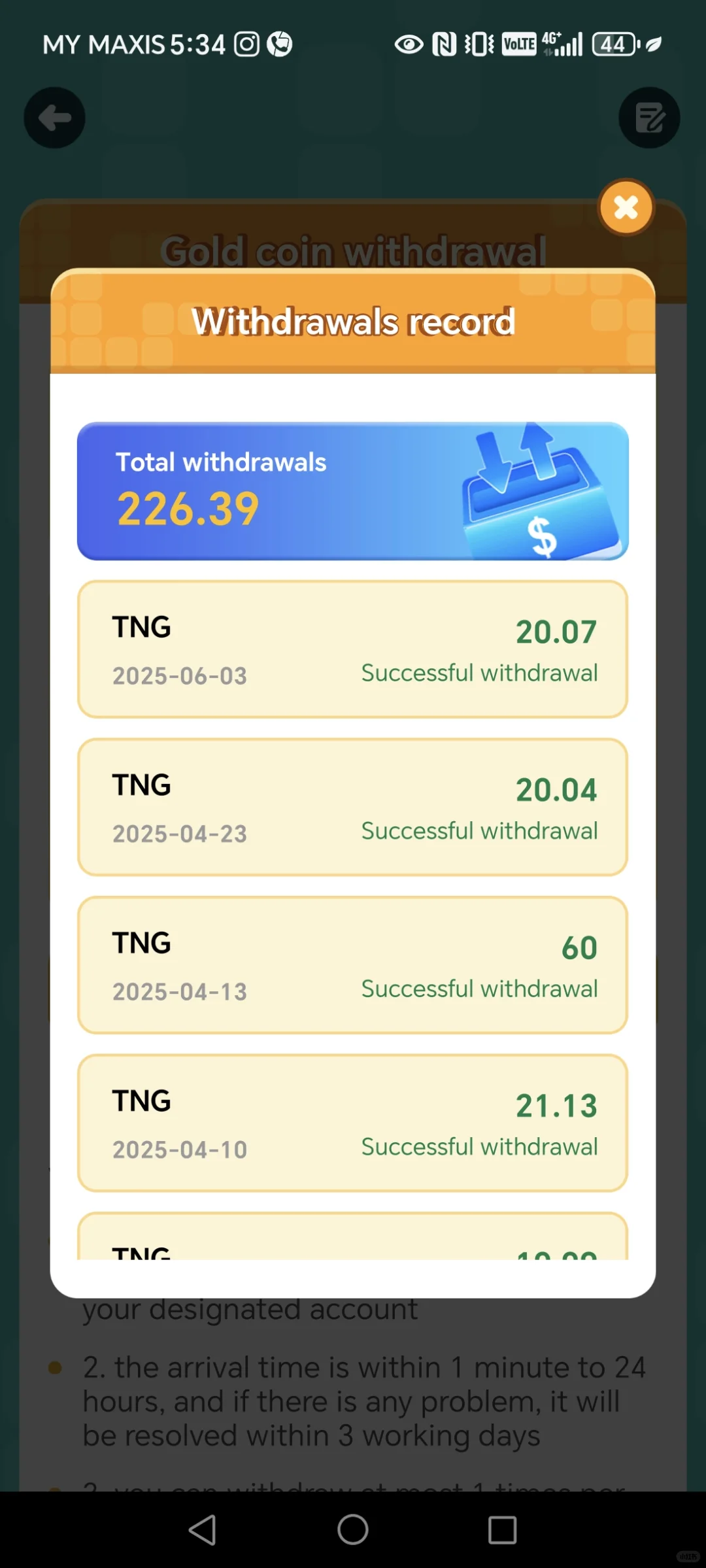 🇲🇾 玩游戏赚💰app后续3 (TNG)