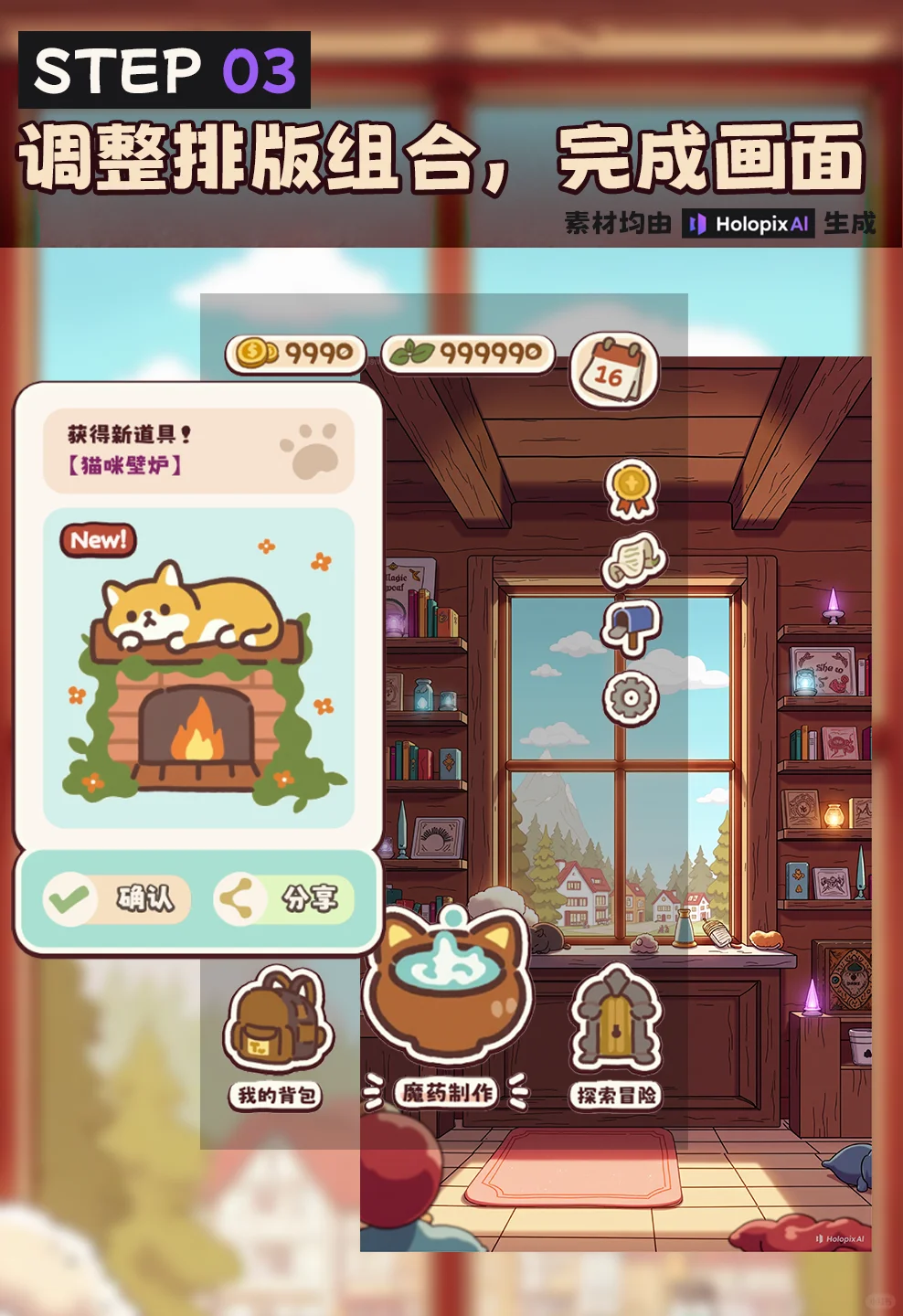 【HolopixAI】试试用AI速通手绘风游戏界面