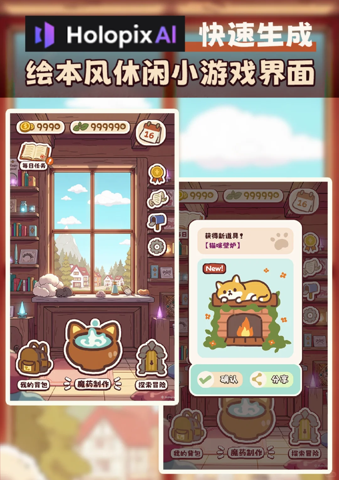 【HolopixAI】试试用AI速通手绘风游戏界面