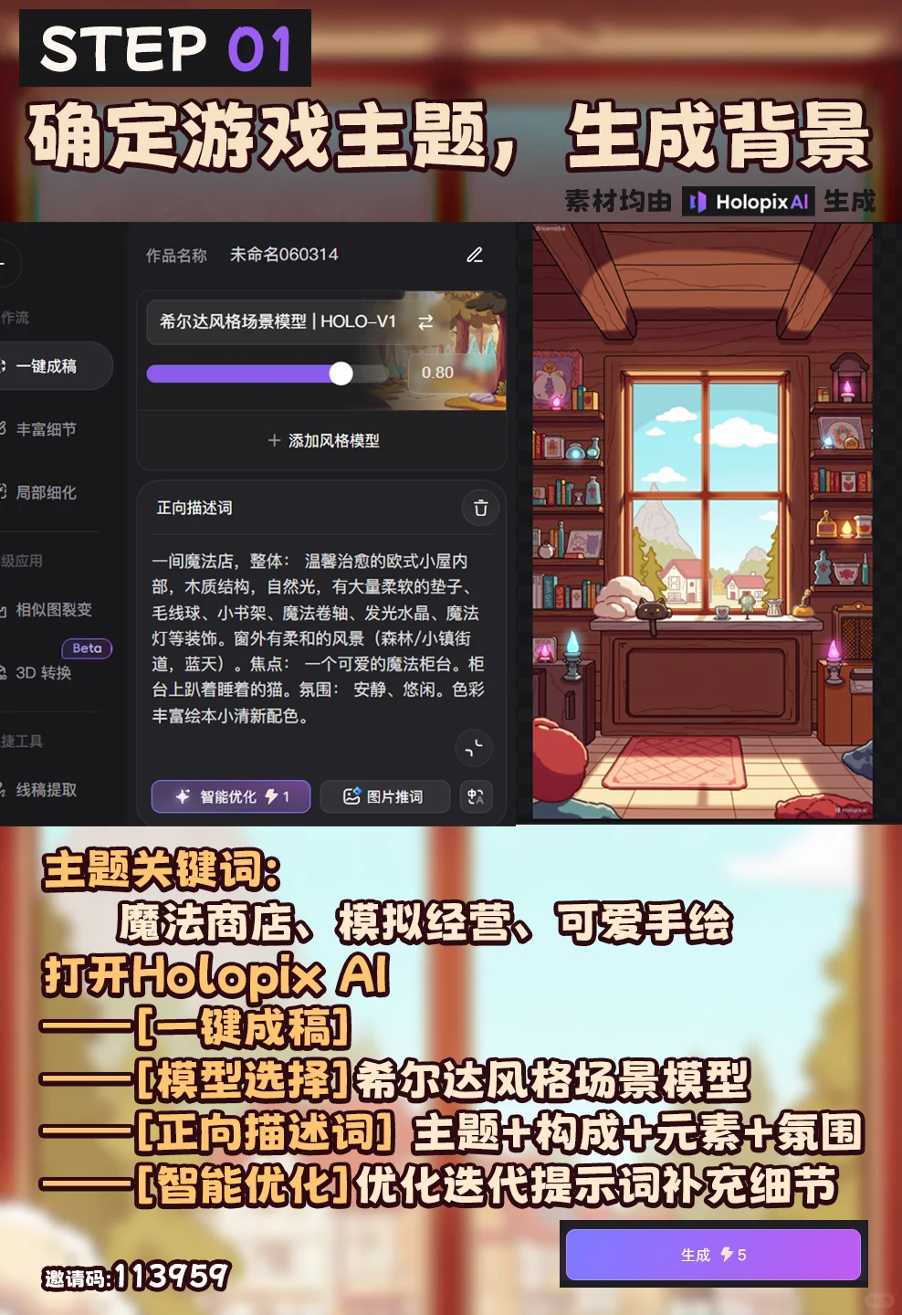 【HolopixAI】试试用AI速通手绘风游戏界面