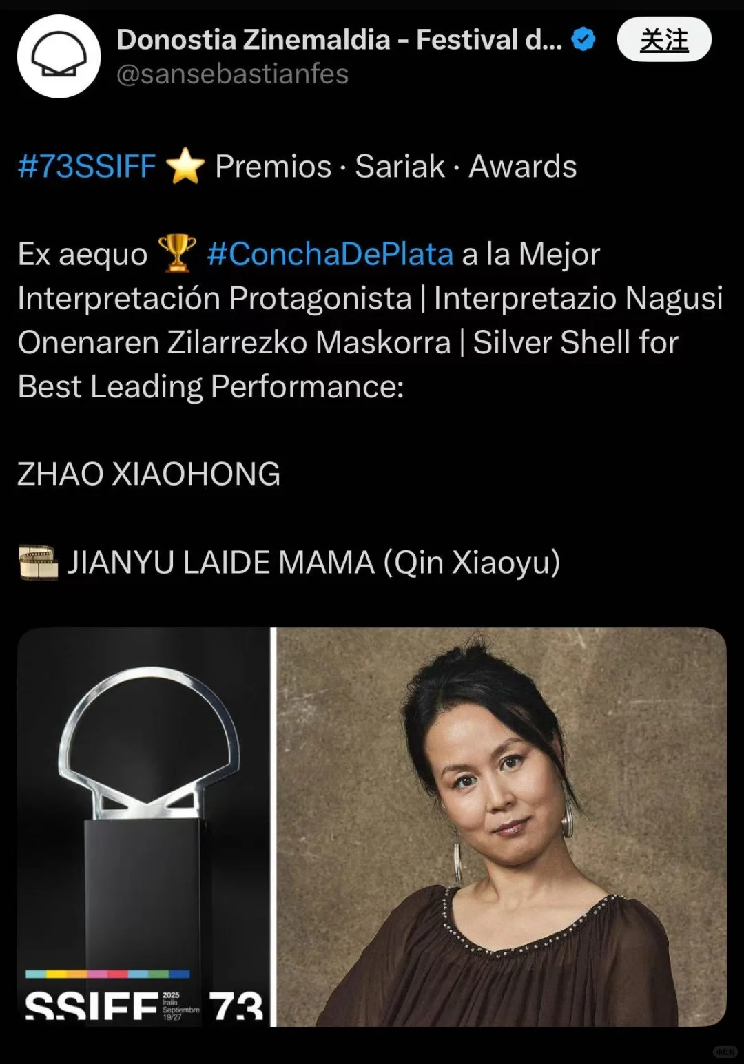 中国电影今年再添一大奖！