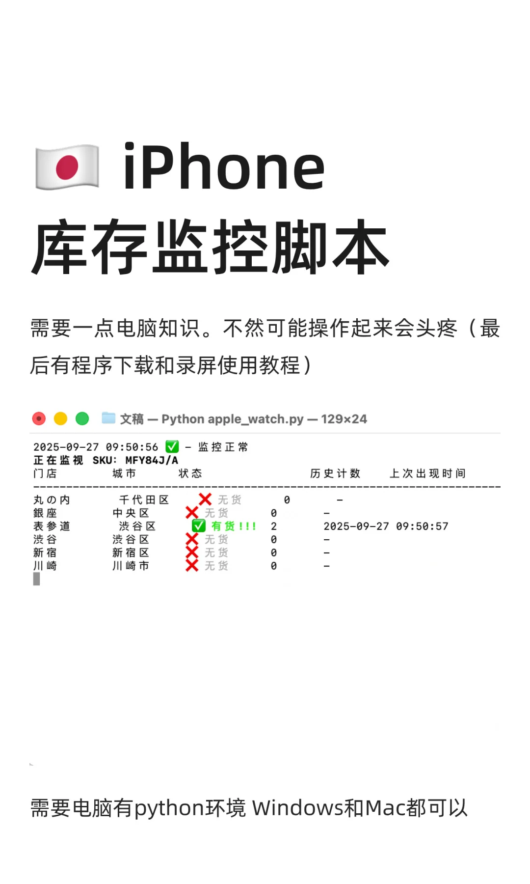 🇯🇵 iPhone库存监控脚本