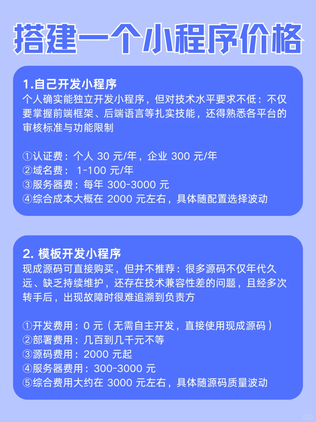 搭建一个小程序多少钱？小程序搭建价格详情