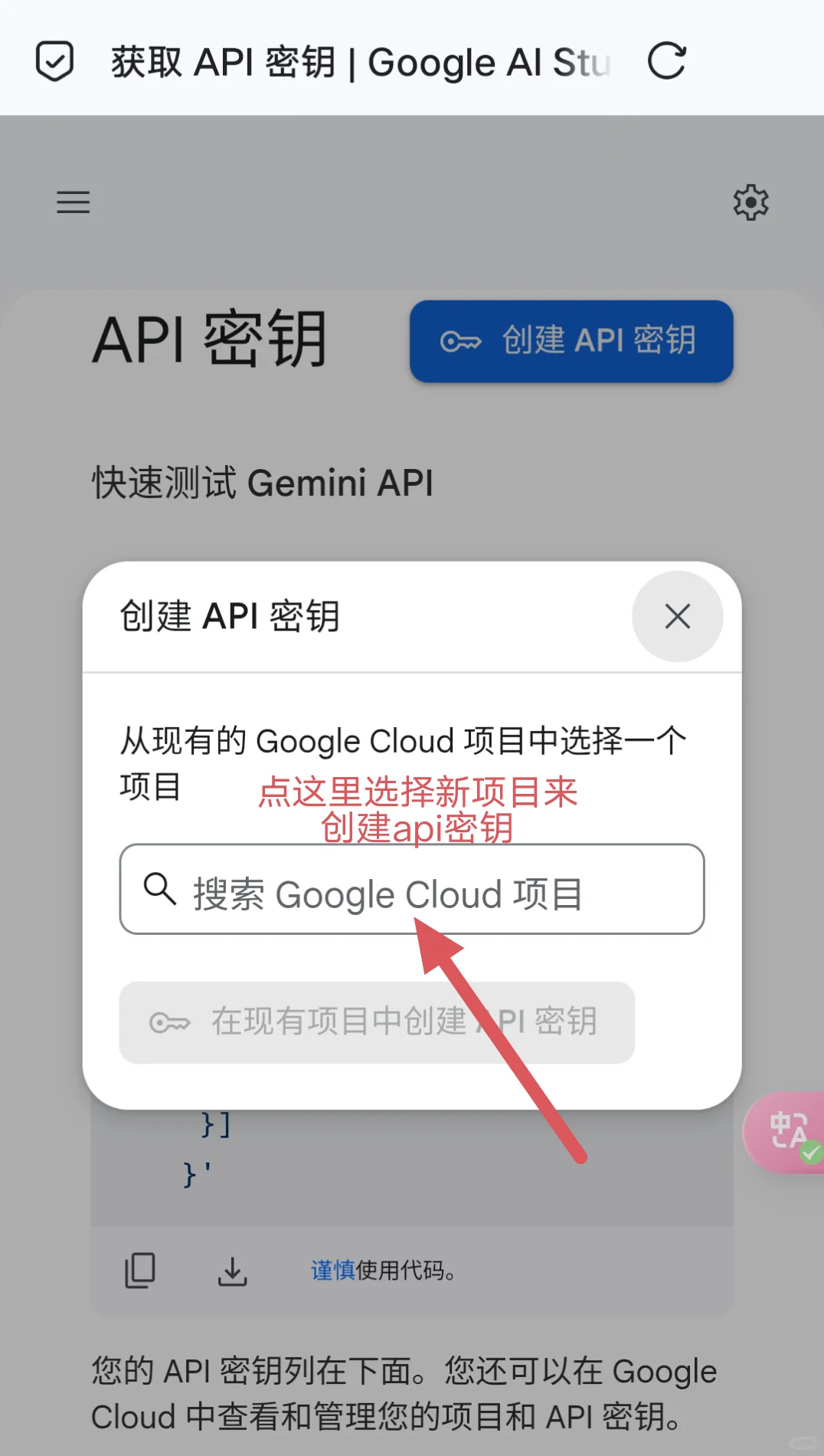 gemini创建新项目步骤