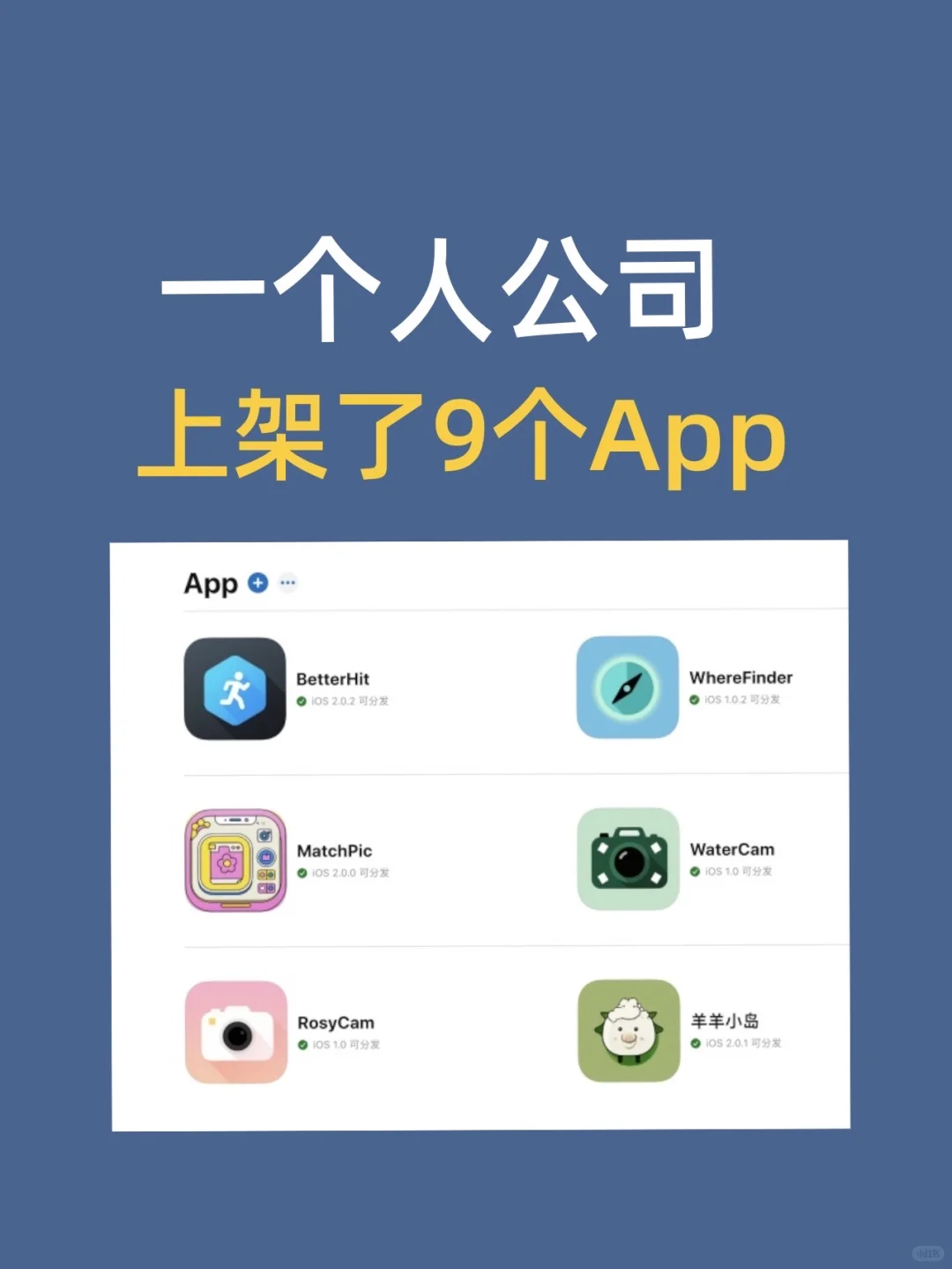 一个人公司，上架了9个App