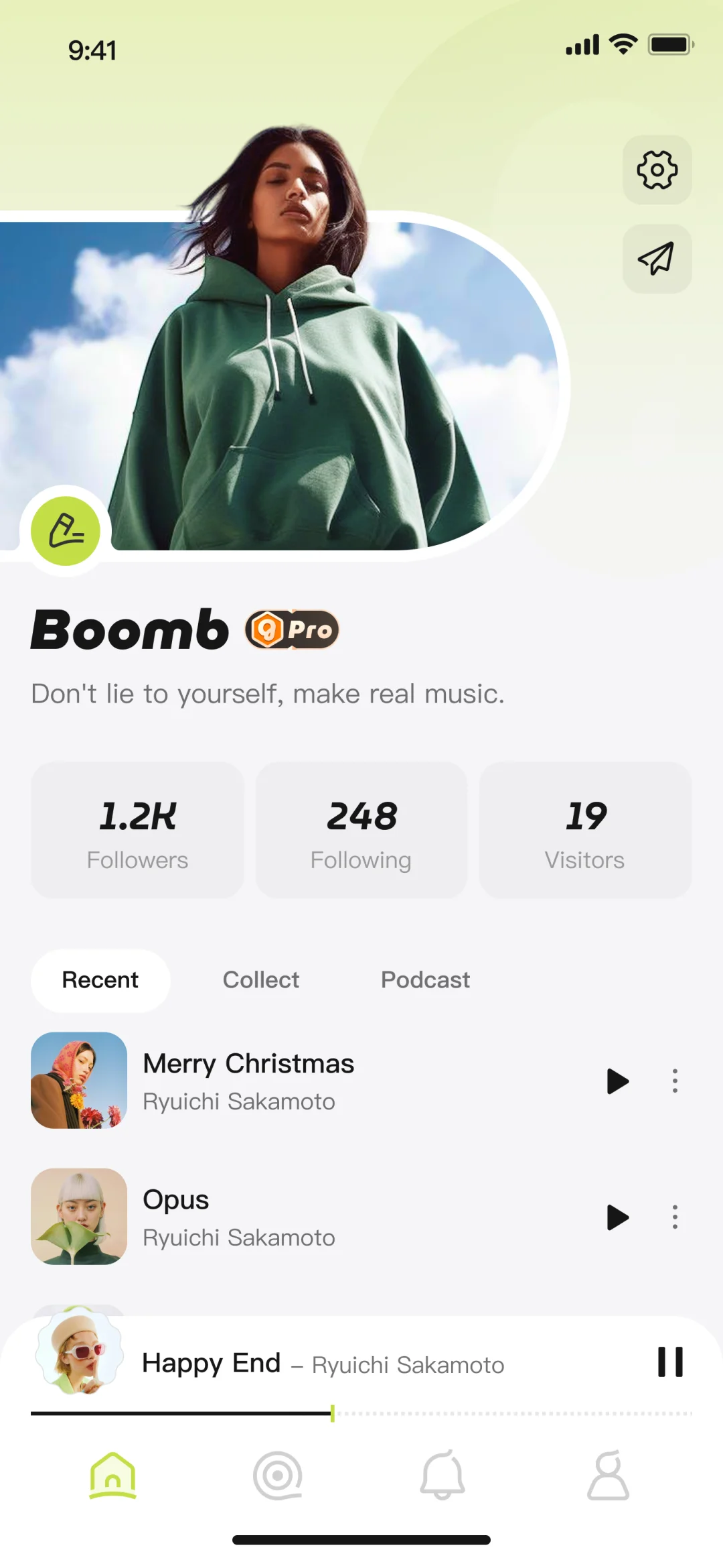 「Groovio」音乐App第3弹：个人页设计