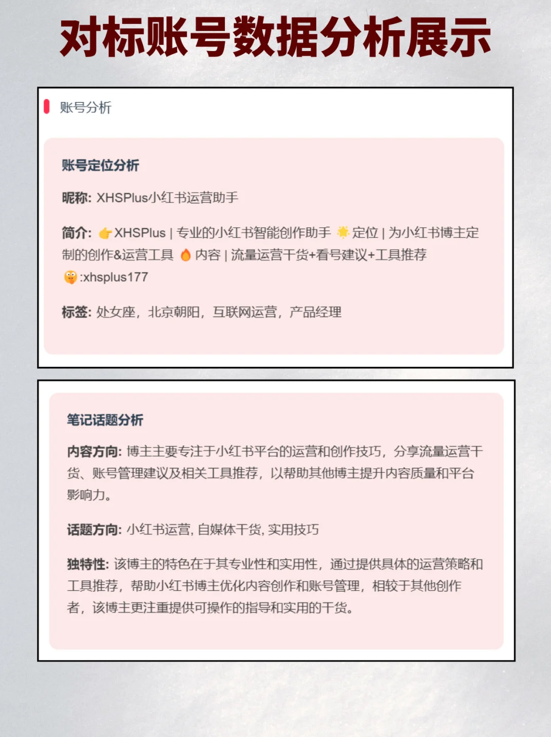 卷哭同行的小红书对标账号分析工具