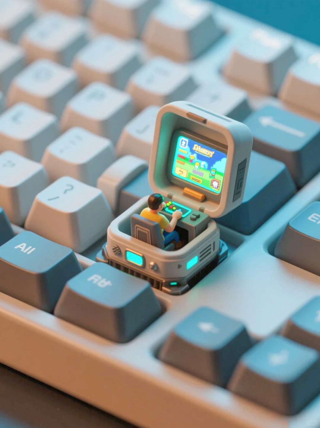 AIGC创作 | 键帽下的游戏厅 酷炫的冒险之旅